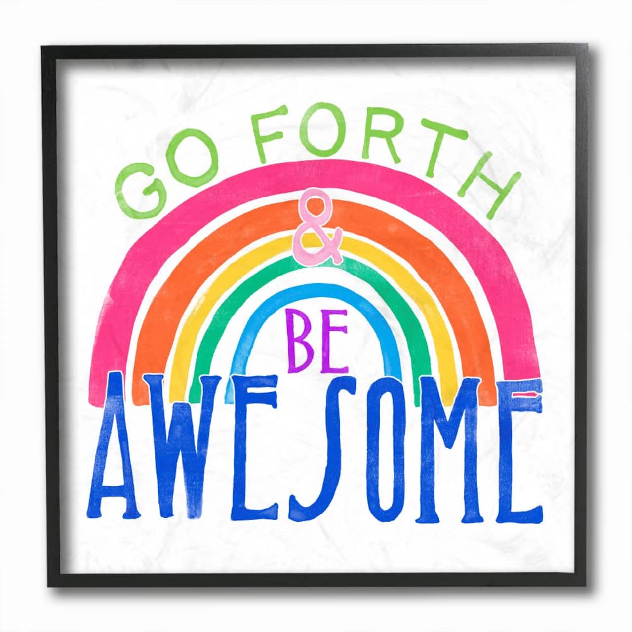 Stupell Industries Go Forth Be Awesome Rainbow Kids Motivational Quote Framed Wall Art